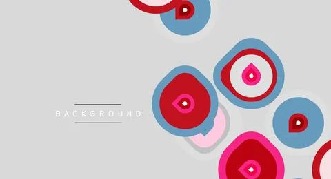 Abstract design features colorful circles, overlapping shapes. Soft gray Stock Illustration