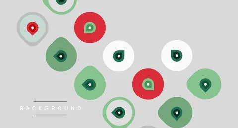Abstract design features colorful circles, dots. Background is light gray. Stock Illustration