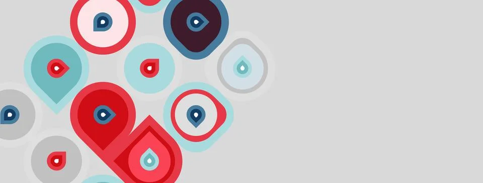 Abstract design features colorful circles, varying sizes, with eye icons in.. Stock Illustration