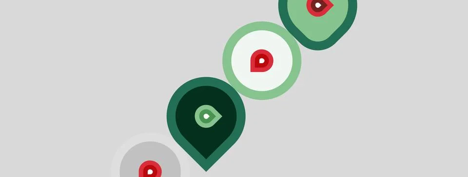 Abstract design features colorful circles, varying sizes, green hues dominate Stock Illustration