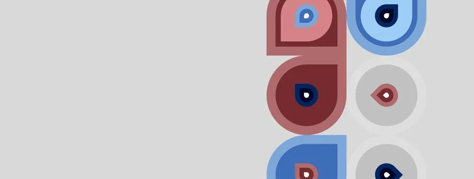 Abstract design features colorful circular motifs. Shapes vary in size, color 库存插图