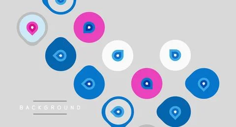 Abstract design features colorful location pins over gray backdrop. Simple 스톡 일러스트