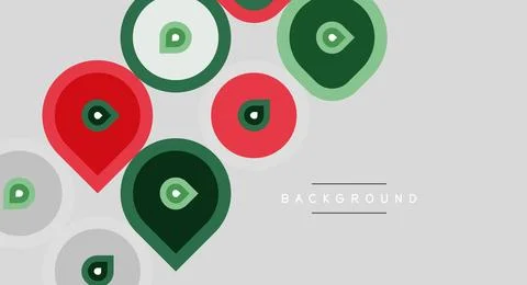 Abstract design features colorful map markers, circles, gray backdrop. Simple イラスト素材