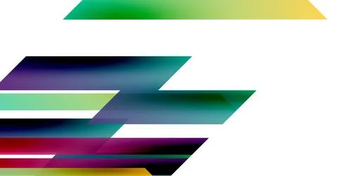 Abstract design features colorful overlapping rectangles. Gradient shades create Stockillustratie