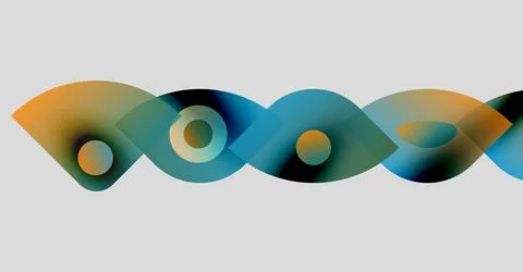 Abstract design features colorful overlapping shapes, circles, waves. Gradient Ilustración de archivo