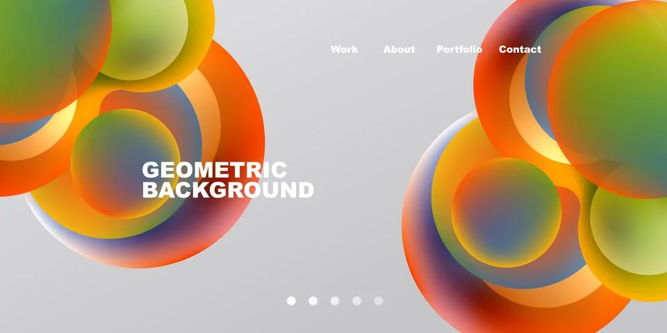 Abstract design features colorful overlapping circles. Gradient hues create Stock Illustration