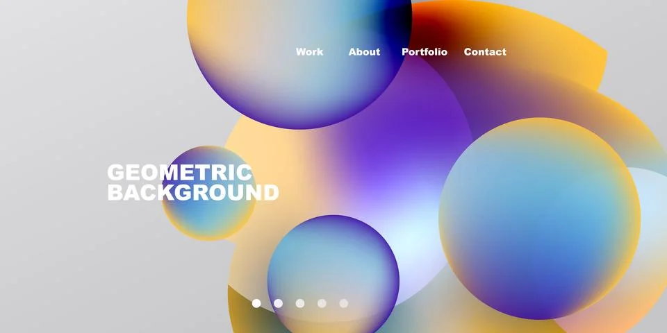 Abstract design features colorful overlapping circles. Text reads Geometric Stock Illustration