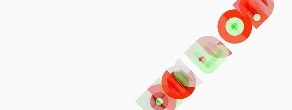 Abstract design features colorful overlapping shapes, plus signs, diagonal .. Stock Illustration
