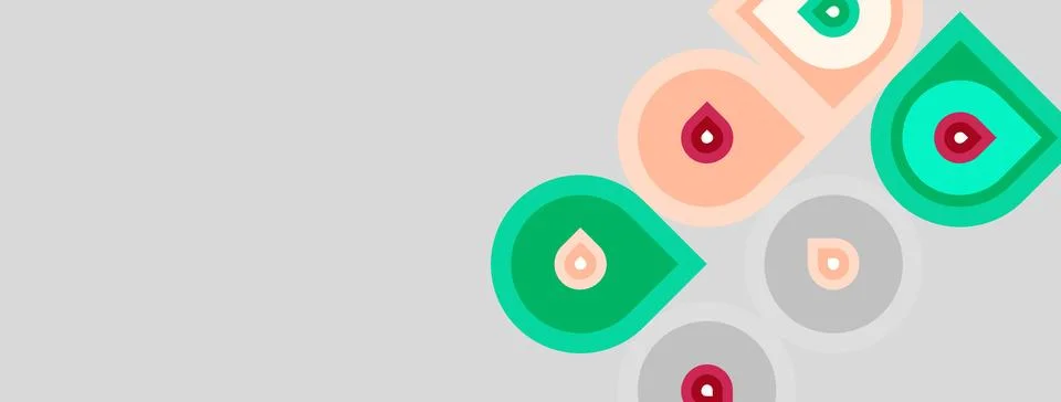 Abstract design features colorful overlapping circles, droplets. Light gray Stock Illustration