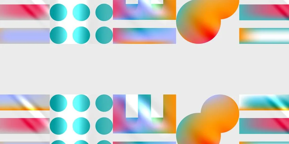 Abstract design features colorful rectangles, circles, gradients. Composition Stockillustratie
