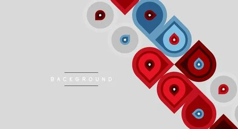 Abstract design features colorful shapes, geometric patterns, gray backdrop. Stock Illustration