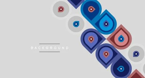 Abstract design features colorful teardrop shapes on gray background. Pattern Stock Illustration
