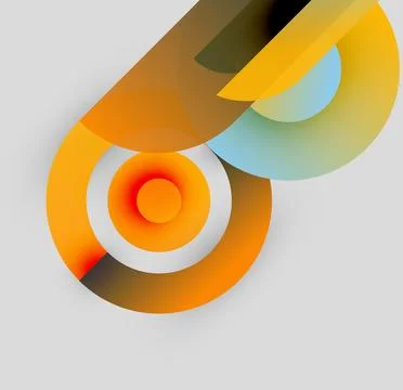 Abstract design features concentric circles, vibrant orange hues, subtle blue Stock Illustration