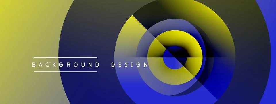 Abstract design features concentric circles, vibrant blue, yellow gradients. 스톡 일러스트
