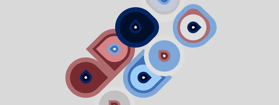 Abstract design features concentric circles, varying colors. Shapes resemble Stock Illustration