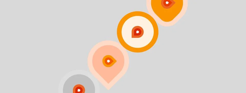 Abstract design features concentric circles, varying sizes, orange hues. Stock Illustration