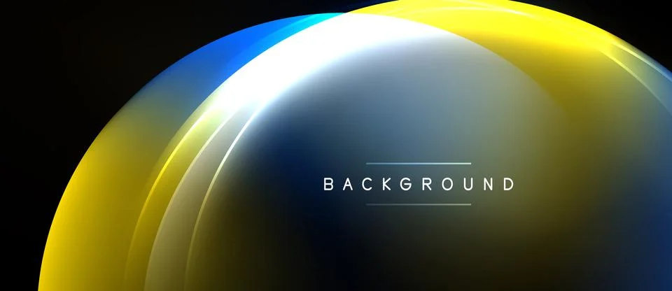 Abstract design features curved layers, vibrant colors. Yellow, blue gradient 库存插图