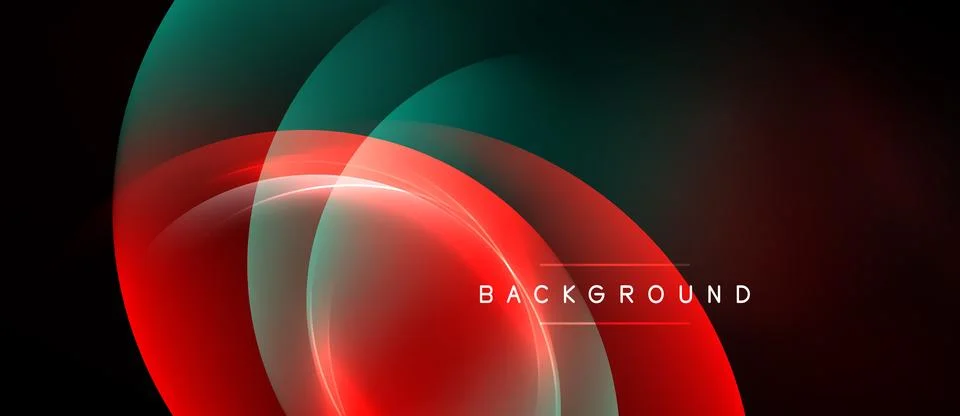 Abstract design features curved lines, vibrant red, teal hues. Modern aesth.. Illustrazione stock