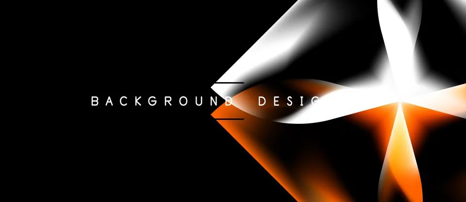 Abstract design features dynamic orange, white shapes against black backdrop. Ilustração Stock