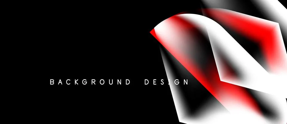 Abstract design features dynamic red, white shapes over black background. M.. Stock Illustration