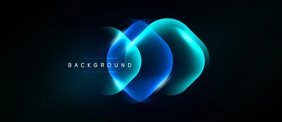 Abstract design features flowing blue shapes over black background. Gradient Stock Illustration