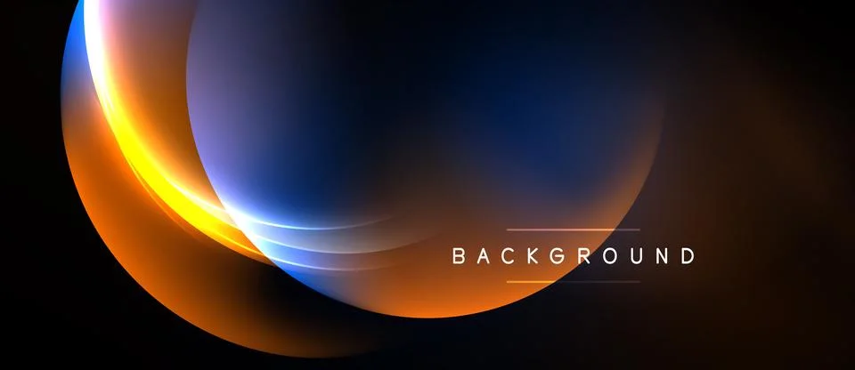 Abstract design features flowing curves, vibrant colors, dark background. M.. Stock Illustration
