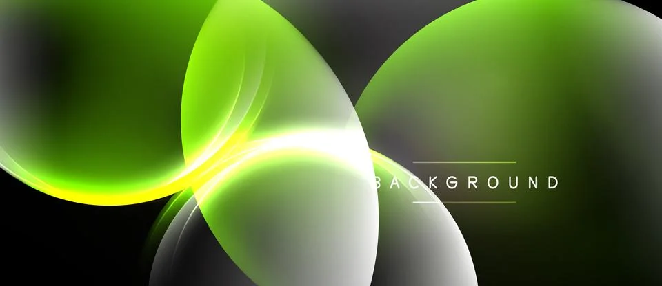 Abstract design features flowing green shapes, white highlights, dark backg.. 库存插图