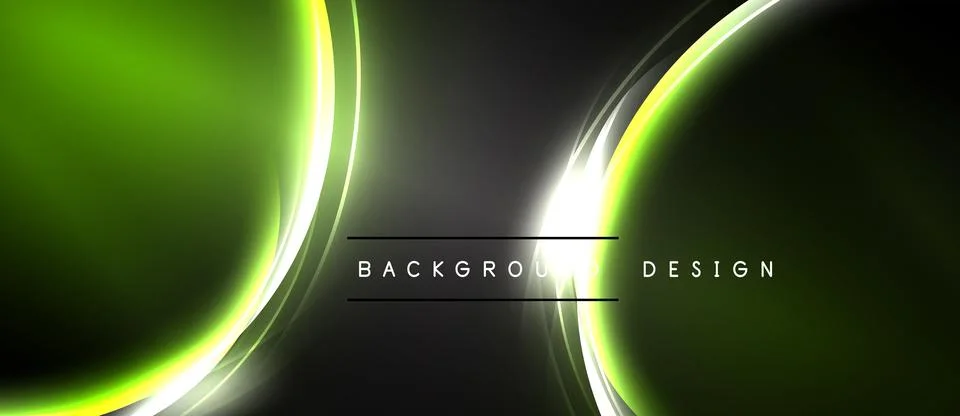Abstract design features flowing green, gray lines. Bright white light create Stock Illustration