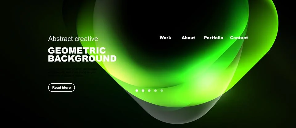 Abstract design features flowing green shapes over dark background. Navigatio Stock Illustration