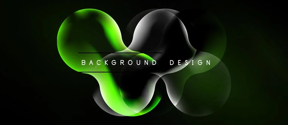 Abstract design features flowing green, gray shapes. Dark background enhances Stock Illustration