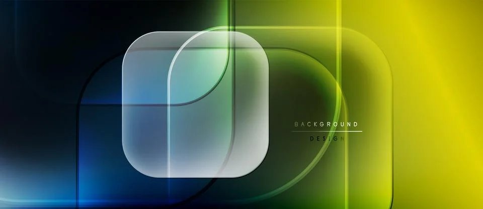 Abstract design features flowing lines, geometric shapes, vibrant gradients. Stock Illustration