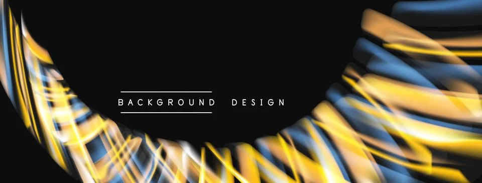 Abstract design features flowing lines, vibrant yellow, blue hues. Modern Stockillustratie
