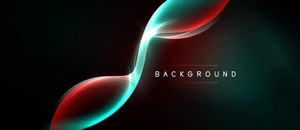 Abstract design features flowing lines, vibrant red, teal hues. Dark backgrou イラスト素材