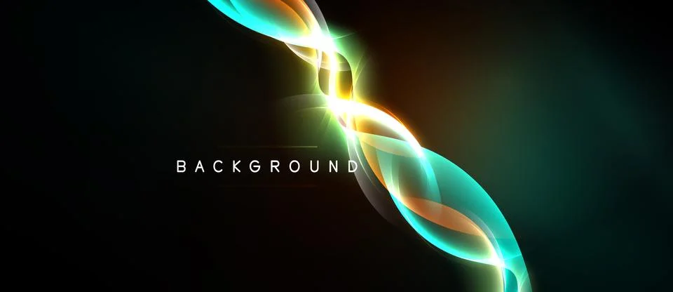 Abstract design features flowing lines, vibrant colors, bright light effects. Stock Illustration