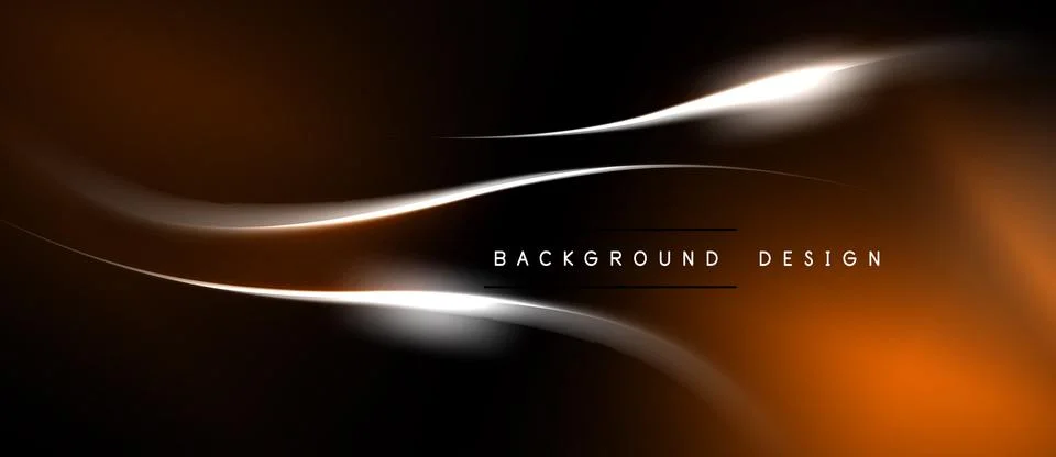 Abstract design features flowing lines, warm colors, dark background. Bright Stock Illustration