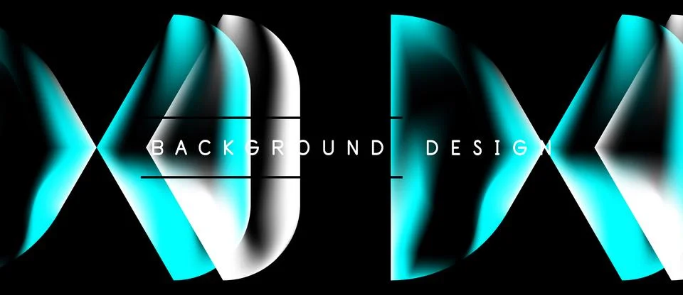 Abstract design features flowing lines, vibrant turquoise hues, contrasting Stock Illustration