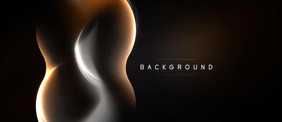 Abstract design features flowing lines, golden hues, dark background. Elegant Stock Illustration