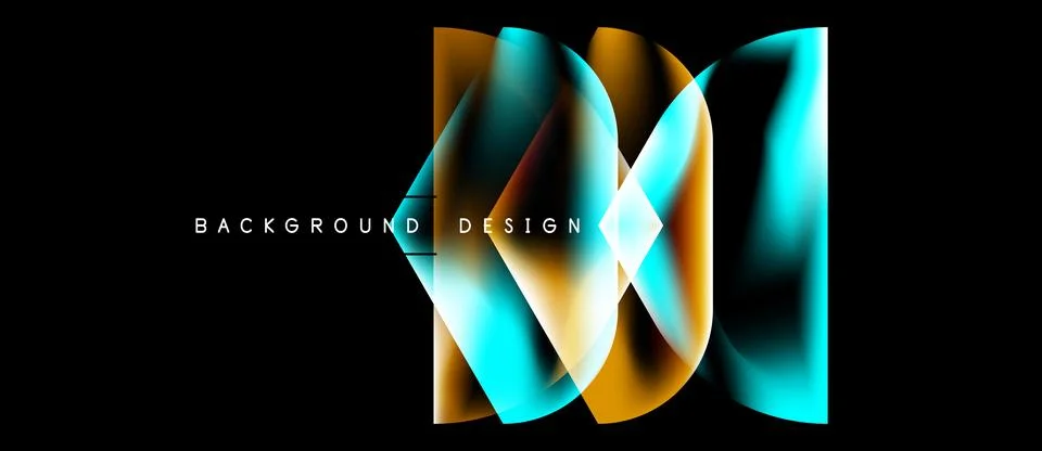 Abstract design features flowing lines, vibrant colors. Turquoise, gold blend Stock Illustration