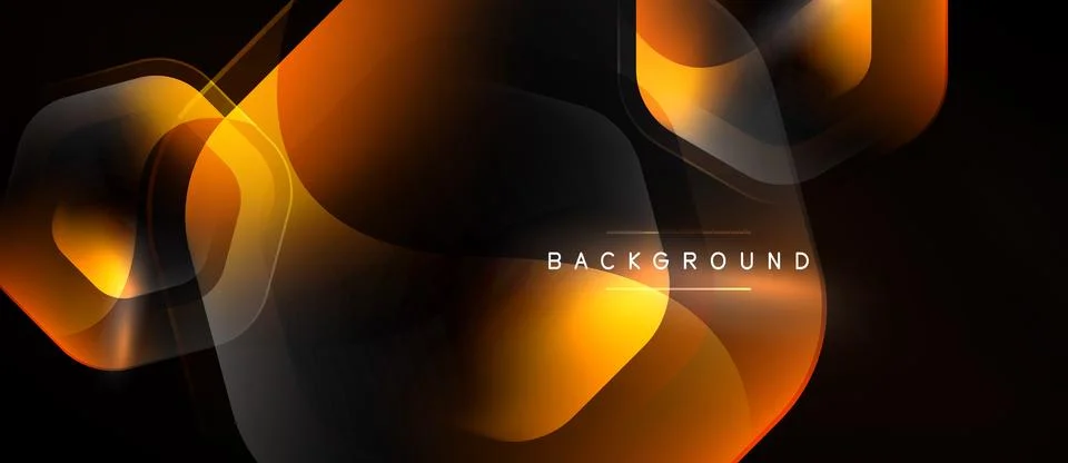 Abstract design features flowing orange shapes over dark background. Modern, Stockillustratie