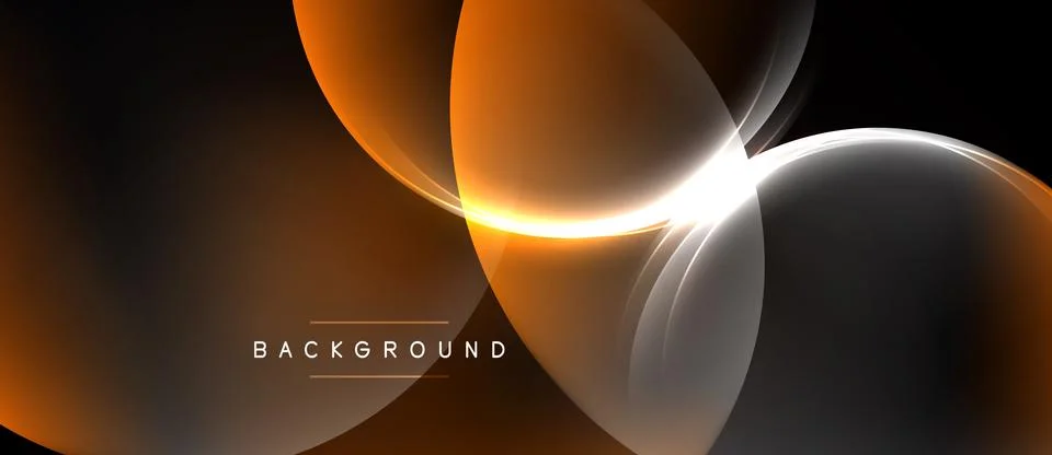 Abstract design features flowing orange, white curves. Dark background create Stock Illustration