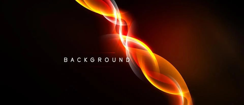 Abstract design features flowing orange lines against dark background. Text Stock Illustration