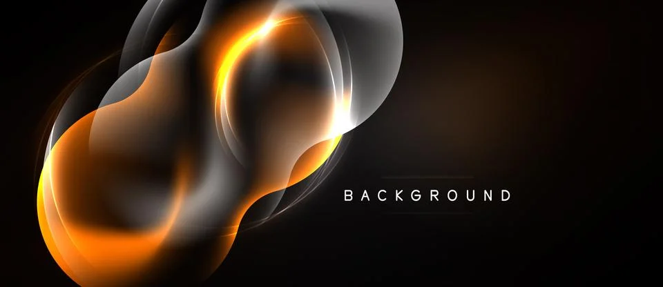Abstract design features flowing orange, gray shapes against dark backdrop. Stock Illustration