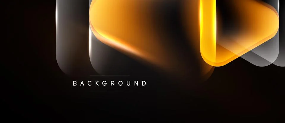 Abstract design features flowing orange shapes over dark background. Minimali Ilustração Stock