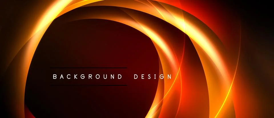 Abstract design features flowing orange curves against dark background. Text Stock Illustration