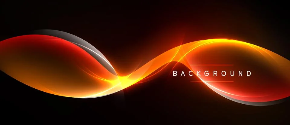 Abstract design features flowing orange, red lines against dark backdrop. Stock Illustration