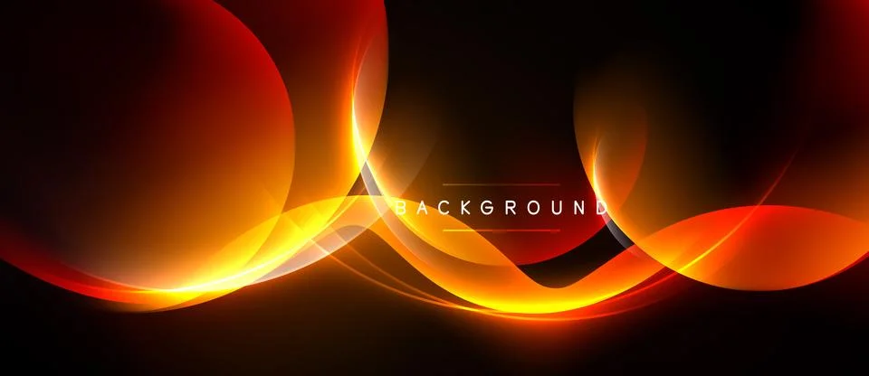 Abstract design features flowing orange curves against dark background. Dynam イラスト素材