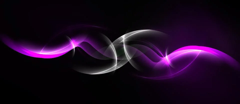 Abstract design features flowing pink, white lines against black background. 스톡 일러스트