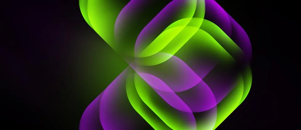 Abstract design features flowing purple, green shapes. Soft gradients create Stock Illustration