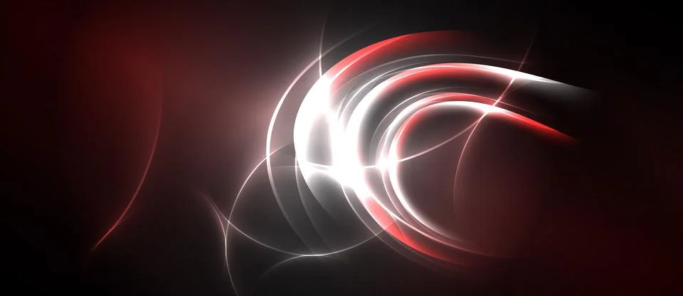 Abstract design features flowing red, white lines against dark background. Stockillustratie