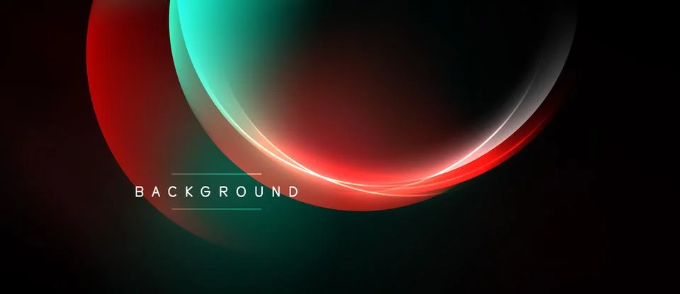 Abstract design features flowing red, teal curves over black background. Mode Stock Illustration